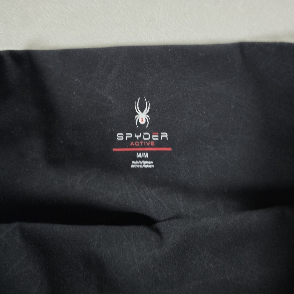 Spyder Active▪️Black Pocket Leggings w/ Geometric Pattern - Picture 7 of 7